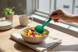 Servidor de ensalada decorativo de resina, juego de servidores de ensalada ecológicos, cuchara para servir con mango medidor, apto para lavavajillas. - Product Image 6