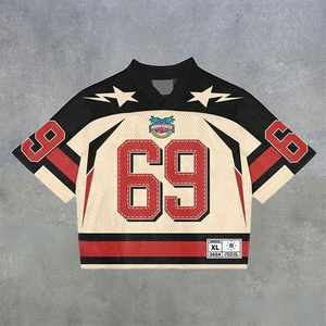 Maillot d'entraînement de football américain unisexe personnalisé de haute qualité - Respirant, grande taille, manches courtes, style rétro, pour le sport - Product Image 2