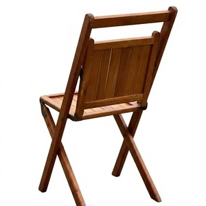 Silla Plegable de Jardín de Madera, Diseño Tradicional, Patas Cónicas de Madera de Teca, Asiento de Listones, Respaldo Sólido, Muebles de Patio para Exteriores, Personalizable - Product Image 3