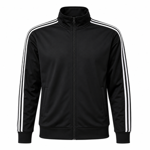 Conjunto Deportivo Unisex Negro Personalizado para Hombre, con Cremallera Completa, Estilo Deportivo, para Otoño, Transpirable, Ligero, de Color Sólido - Product Image 2