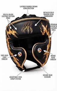 Nouvelle casque de boxe noir personnalisé en cuir de haute qualité, léger, durable, protecteur, avec impression griffe de dragon, réglable et sécurisé - Product Image 4