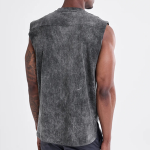 Acid Wash Muscle Solid Men's Sleeveless Quick Dry Breathable Gym Workout Tank Top Custom Fitness Clothing for Bodybuilding - Product Image 2