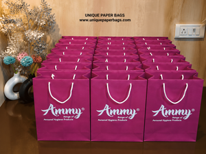 Custom Printed Luxury Magenta Kraft <b>Paper</b> Shopping Bags with White Rope Handles for Retail Gift Cosmetic Garment Personal Care - Product Image 2