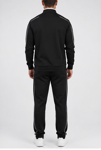 Custom Men's Tracksuit Set <b>Polyester</b> Cotton Fleece Tracksuit Stand Collar Full Zip Jacket Elastic Waist <b>Jogger</b> Set - Product Image 4