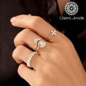 Charm Jewells Silver Rose <b>Gold</b> Plated Moissanite Engagement <b>Cocktail</b> <b>Ring</b> Cushion Cut Prong Setting Women's Luxury IGI Certified - Product Image 3
