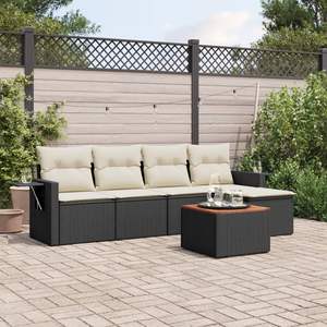 Ensemble de canapés de jardin en rotin noir crème, mobilier d'extérieur avec coussins en mousse haute densité, design contemporain imperméable - Product Image 1
