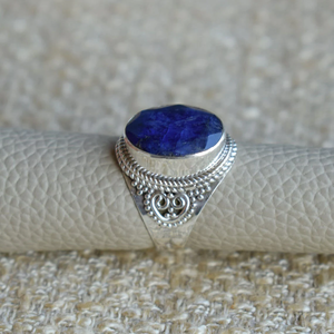 Blue Sapphire <b>Ring</b> <b>925</b> Sterling <b>Silver</b> Natural Gemstone Handmade <b>Ring</b> For Her - Product Image 2