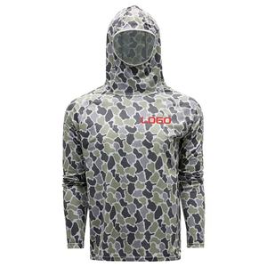 Camisa de Pesca con Capucha de Manga Larga para Hombre, Protección UPF 50 Anti-UV, Color Sólido, Secado Rápido, Ropa de Exterior, Logotipo Frontal Impreso, Estilo Pullover - Product Image 5
