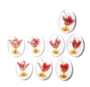 Cabujón de Planta de Flor de Milkweed Tropical Ovalado 18x25 mm sobre Base Plana Blanca para Manualidades y Joyería - Product Image 6