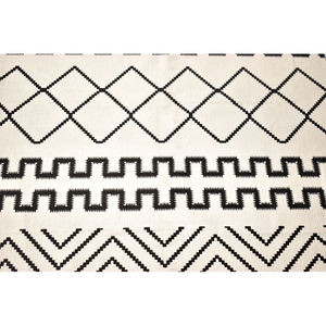Tapis d'intérieur en laine tissé à la main, motif grec géométrique, tissage plat, noir ivoire, à poils ras, franges bohèmes, pour décoration de salon - Product Image 6