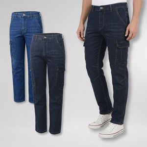 Jean cargo utilitaire pour homme Black Eagle, denim extensible avec élasthanne, coupe droite, multi-poches, vêtements de travail décontractés, respirant, automne/printemps - Product Image 1