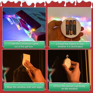 Lot de 3 lumières de Noël LED multicolores à piles pour fenêtre, décoration intérieure avec ventouse pour arbre, cheminée, décorations de Noël, avec minuterie - Product Image 2