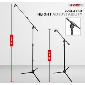 5 Core Mic <b>Stand</b> Adjustable 82" <b>Microphone</b> <b>Stands</b> Floor w 180 Rotating Telescoping Metal Boom Arm - Product Image 2