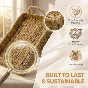Sisu Handicraft Set 3 Handwoven Water Hyacinth Storage <b>Baskets</b> <b>Trays</b> for Toilet Living Room Nursery Organization - Product Image 3