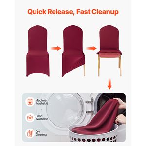 Fundas de Silla Elásticas Personalizadas de Poliéster y Spandex Color Borgoña para Bodas, Fiestas y Banquetes, con Frente Plano - Product Image 5