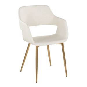 Juego de 2 Sillas de Comedor/Accesorio Margarite, Diseño Contemporáneo, Metal Dorado y Cuero Sintético Crema, Diseño Moderno y Elegante - Product Image 2