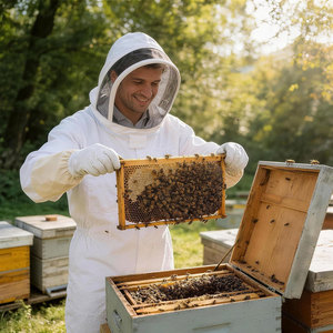 Traje de Apicultura con Velo Protector y Mangas Largas, Anti-Picaduras, Ventilado, para Manipulación de Abejas, Cosecha de Miel y Uso en Apicultura - Product Image 6