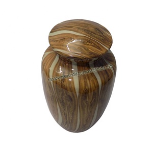 Aluminium Round Cremation Urn with Velvet Protection Bag Traditional & Modern Design Art & Collectible for Human Ashes - Product Image 2