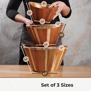 Juego de 3 Tazones para Ensalada de Madera de Acacia, Aptos para Alimentos, para Servir en la Cocina, para Frutas, Ensaladas y Aperitivos, Diseño Duradero - Product Image 5