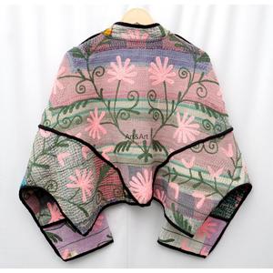 Chaqueta Acolchada de Retazos Hecha a Mano, Manga Larga, Exterior de Algodón, Otoño, para Mujer, Vintage, con Detalles Bordados, Corta - Product Image 3