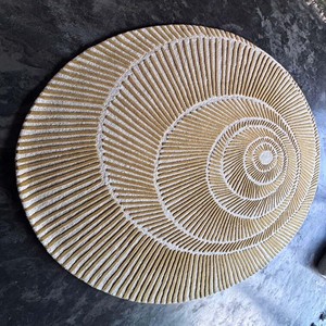 Tapis moderne rond beige à motif en spirale, tapis texturé doux, tapis tufté design, tapis contemporain pour salon, chambre à coucher, décoration - Product Image 1
