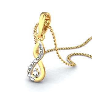 Women's Yellow Gold <b>Infinity</b> Pendant With Round Brilliant Cut Natural Diamonds Romantic Everyday Wear Jewelry - Product Image 1