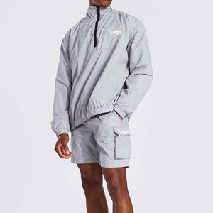 Ensemble coupe-vent léger et imperméable en nylon personnalisé pour homme avec fermeture éclair, short de jogging et ensemble sweat à capuche, vêtements d'extérieur - Product Image 5
