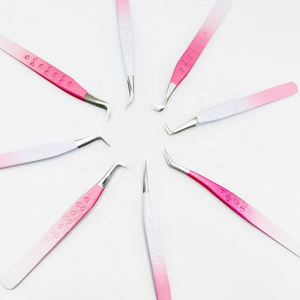 Pince à cils à pointe fine en acier inoxydable rose pour extensions de cils, outil professionnel d'extension de cils - Product Image 2