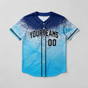 Camiseta de Béisbol Unisex con Estampado Sublimado de tu Equipo 00, Patrón Geométrico Azul, Secado Rápido, Manga Corta, Cuello en V, Talla Grande, Corte Regular - Product Image 5