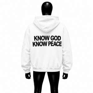 Sudadera con Capucha Blanca para Hombre, Oversize, con Estampado Gráfico, Estilo Urbano, Informal, de Algodón y Felpa, con Tipografía Audaz - Product Image 2
