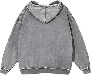 Sudadera con capucha y cremallera completa de algodón 100% con efecto desgastado y lavado ácido para hombre, estilo oversize, streetwear, venta al por mayor, directo de fábrica China - Product Image 5