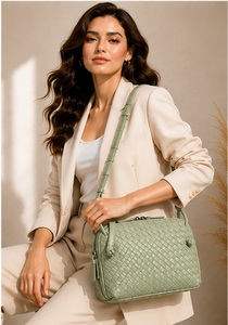 Gravs Genuine Leather Handcrafted Bohemian England Style Crossbody <b>Shoulder</b> <b>Bag</b> Women 27X5X20 CM ZIP Closure Single <b>Strap</b> Daily - Product Image 5