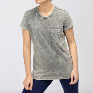 Women Acid Wash T Shirt Casual Wear Trendy Streetwear Lightweight Fabric Comfortable Fit Summer Fashion Daily Outfit - Product Image 1