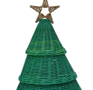 Figurine de sapin de Noël en rotin décorative avec étoile, tressée à la main, en osier rustique, décoration de table pour les fêtes - Product Image 4