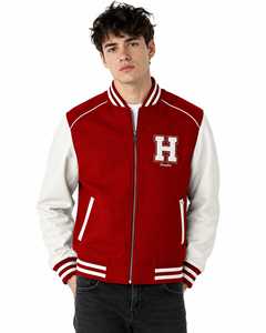 Furat <b>Leathers</b> Handcrafted Varsity <b>Leather</b> Letterman <b>Jacket</b> Windproof Breathable Winter Zipper Closure Casual Stand <b>Men's</b> - Product Image 3