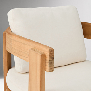 Chaise de salle à manger d'extérieur en bois massif, chaise à accoudoirs durable, chaise en bois naturel pour restaurant et bar - Orsay - Product Image 2