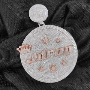 Collier de luxe pour homme en argent 925 avec pendentif photo rond personnalisé serti de diamants de laboratoire, bijoux de mode raffinés - Product Image 5