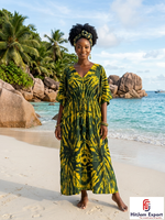 Robe Kaftan de Plage Imprimée Personnalisée pour Femme, Coupe Ample en Rayonne, Soie et Coton, Cache-Maillot Tendance, Fabricant OEM ODM, Tissu Personnalisé