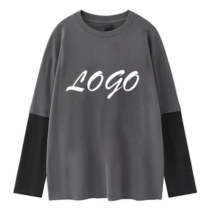 Camiseta de Manga Larga Unisex con Logotipo Personalizado, Tejida, 100% Algodón, Estilo Casual, con Ribete en Contraste, Estilo Urbano Vintage, Hombros Caídos - Product Image 5