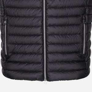 Men's Black Stand Collar Puffer Vest Zipper Closure Solid Color Windproof Casual Winter Outerwear 100% Polyester Hand Embroidery - Product Image 6