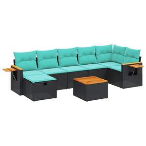 Ensemble de canapés de patio en polyrotin noir, 8 pièces, avec coussins, ensembles de jardin - Product Image 2