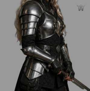 Conjunto de Armadura de Acero Estilo Reina Guerrero Medieval, Chapado en Níquel Negro, Protección Corporal Completa, Técnica de Fundición, Temática Antigua - Product Image 3