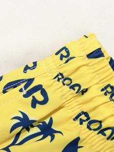 Pantalones Cortos de Playa para Hombre, Color Amarillo, Verano, Bonitos, para Vacaciones, Cintura Elástica con Cordón, Estampado de Dinosaurios, Estilo Hawaiano - Product Image 5