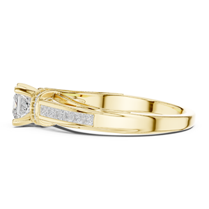 แหวนเพชรทรงปรินเซสคัท เพชรเลี้ยงในห้องปฏิบัติการ ทอง 14K 18K แบบฝังช่อง แหวนแบบแยกก้าน 1.15 กะรัต DEF VVS ฝังเพชรแบบละเอียด แหวนหมั้น ODM - Product Image 5
