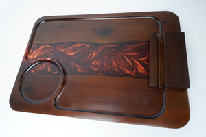 Modern Wooden <b>Tray</b> With Turquoise Resin Inlay Rectangular Serving <b>Tray</b> Handmade <b>Storage</b> Holder For Living Room - Product Image 3