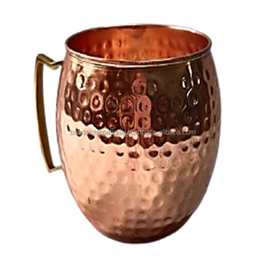 Pure <b>Copper</b> Drinking Hammered Mug With <b>Handle</b> And Polish Finished For Drinking And <b>Kitchen</b> Use <b>Copper</b> Mug Leak-Proof - Product Image 1