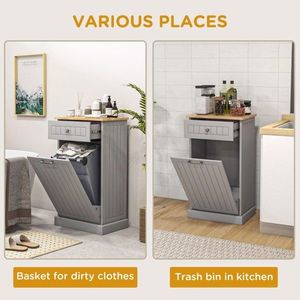 Porta Pattumiera Riciclo Autoportante con Cassetto Grigio - Contenitore Ribaltabile per Cucina - Product Image 2