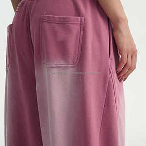 Pantalones de chándal personalizados de algodón 100% bordados de alto gramaje, estilo vintage, lavado oscuro, para hombre, de corte holgado, pierna ancha, patrón recto, cintura alta - Product Image 2