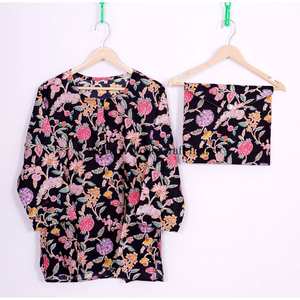 Robe de nuit pour femme, faite à la main, imprimé floral, 100% coton, col rond, ensemble pyjama en pur coton doux, cadeau pour demoiselle d'honneur, pyjama pour femme - Product Image 3