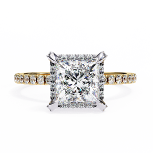 Princess Cut Lab Grown Diamond Engagement <b>Ring</b> for Women 10K <b>Gold</b> Plated Rhodium Finish Trendy Square Shape IGI Certified - Product Image 2